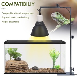 MasXirch Reptile Lamp Stand, Adjustable 16-31 Inch Domes Heat Lamp Metal Bracket Floor Light Holder for Reptile Terrarium Lighting Heating Light and Dome lampshade, Large