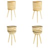 Woven Flower Pot Faux Rattan Planter High Living Room Floor