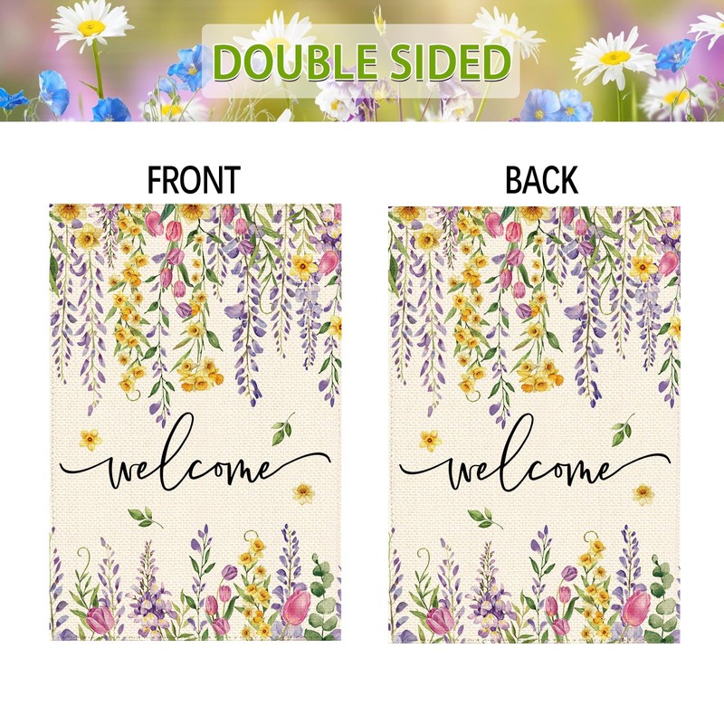 Wisteria Wildflowers House Flag Double Sided Large Garden Flags