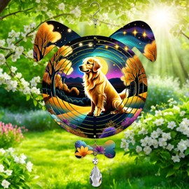 Golden Retriever Dog Ears Wind Spinner, Golden Retriever Wind Spinner Hanging for Yard and Garden
