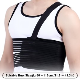 GOMETY Gebrochene Rippenbandage, Verstellbare Elastischer Rippengürtel Atmungsaktiver Rippen-Brustschutzgürtel für rissige, gebrochene, ausgerenkte und postoperative Rippen(L)