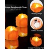 ONEIHOMM 12 PCS Orange Flickering Flame Tealight Candles with Timer,