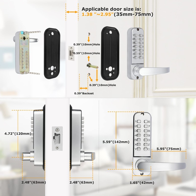 New Upgrade Double Sided Keypad Door Lock with Adjustable Deadlatch