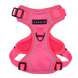 Puppia Neon Dog Harness H Sturdy Adjustable Neck and Chest Reflective Front and Back D-Ring for Small and Medium Dogs, Pink, Large