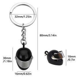 2 Pieces Motorcycle Helmet Keychain, 3D Mini Helmet Keychain, Key Pendant for Motorcyclists, Locomotive Accessories, Cool Gadget for Man and Woman Birthday (Black, Silver), black, silver