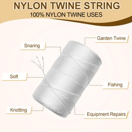 ARISKEY White Nylon String,984 Feet 2mm Nylon Cord Twine for Garden,Fishing,Wrapping, Camping and Outdoor Survival,Netting Home Improvement