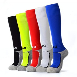 5 Pairs Kids Soccer Socks Boys Girls High Tube Long Knee Athletic Football Socks (4-15 Years Little Kid/Big Kid) …