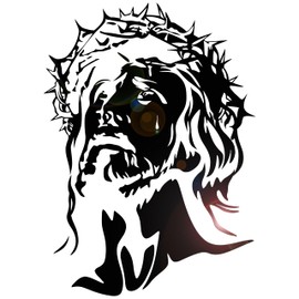 DesignToRefine Vinyl Wall Decal God Jesus Religion Christian Messiah Man Head Stickers Large Decor (764ig) Silver Metallic