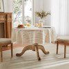 ZeeMart Hemstitched Embroidery Striped Boho Tablecloth 54 Inch Round Beige,