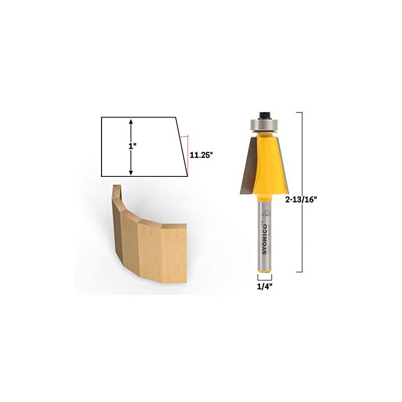 YONICO Router Bits Bevel Edge Forming 11.25 Degree 1/4-Inch Shank