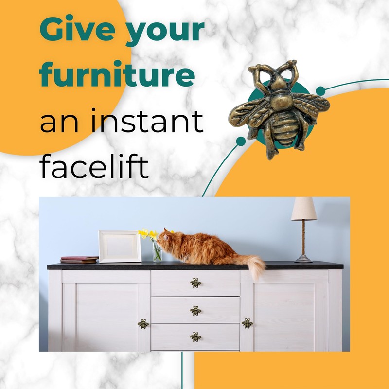 Antique Brass Knobs - Animal Inspired Bee Design - Iron