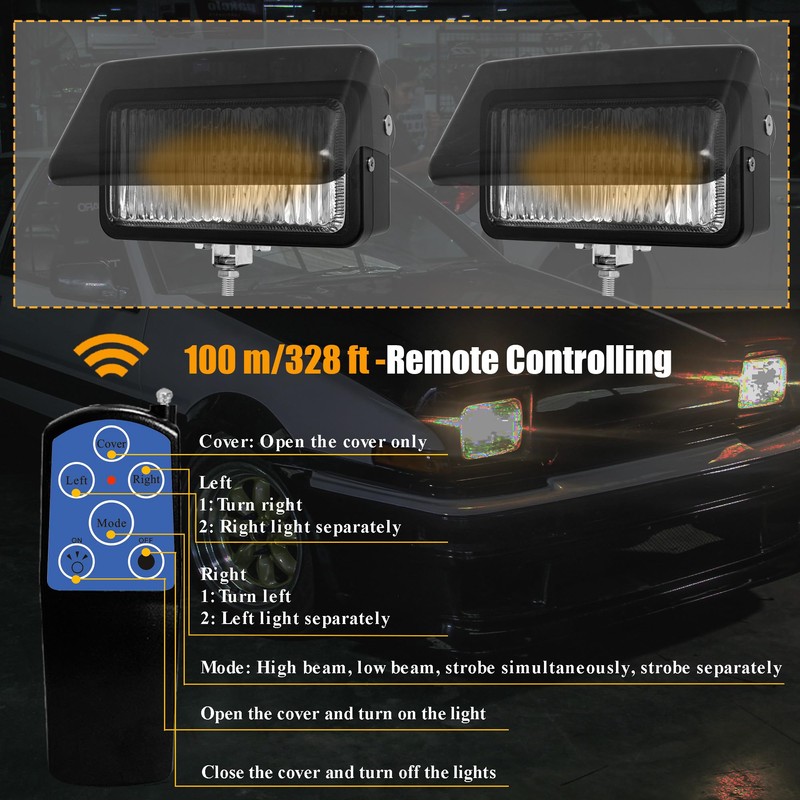 KEENWITS Classic JDM Pop-up Fog Lights Assembly with Wiring Harness,