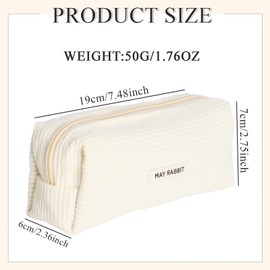 ICKEYOU Pencil Case Corduroy Fabric Girls Teenager Pencil Case Pencil Case Stationery Organiser Bag Large Storage Capacity Pencil Case for School Office, White, Pencil case