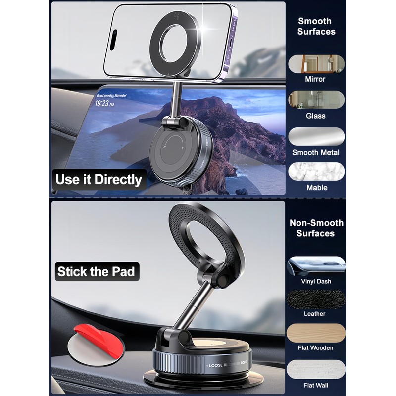 snanlen Upgraded 360° Vacuum Magnetic Phone Holder, Magnetic Car Phone
