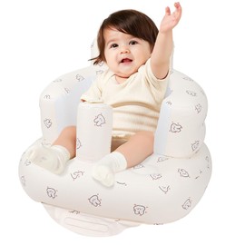 Inflatable Baby Seat for Babies 3 Months and Up, Toddler Floor Seats for Sitting Up, Built in Air Pump Baby Seats for Kids, Blow Up Baby Chair with Back Support - Rabbit