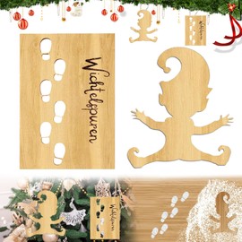 Christmas Gnome Elf Footprints, Pack of 2 Gnome Stencils for Christmas, Wooden Gnome Footprints Stencils, Christmas Gnome Stencil, Christmas Decoration for Floors, Windows
