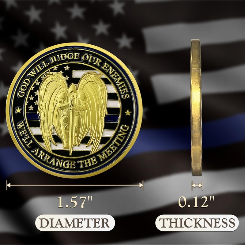 ST. Michael Police Challenge Coin Thin Blue Line Law Enforcement