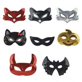 [Overseas] Makeup Party Halloween Party Sequin Mask Eyepatch Cat Mask Pumpkin Performance Silver Fox Mask/Spangle Series Mask 3ea