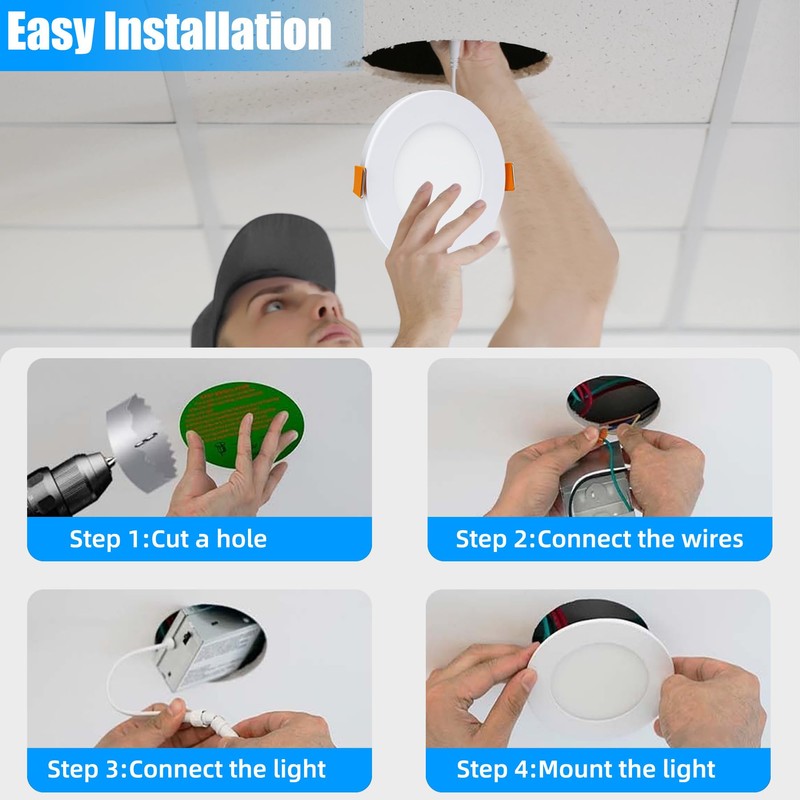 Cmswiftify 12 Pack 6 Inch Recessed Lights, 5CCT Adjustable LED
