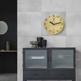 Holzwerk Radio Wall Clock Wooden Clock Vintage Silent Movement without Ticking Noises Brown Silent Made of Handmade Solid Wood Natural Wood 25 cm (HW.Beech)