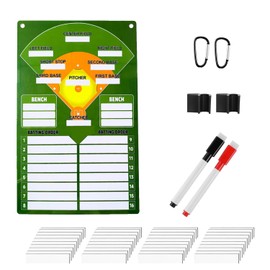 Asphodelia 47PCS Magnetic Dugout Coaching Board Baseball Set with a Coaching Board,40 White Lineup Magnets, 2 Markers,2 Carabiners,2 Pen Clips for Softball/Baseball Coaches