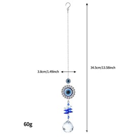 1pc Evil Eye Garden Suncatchers with Crystal Prism Balls for Window Hanging Garden Suncatcher Decor Blue Eyes Garden Suncatchercolor: Blue 2, Type: hanging, Size: H:35cm