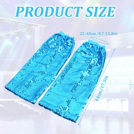 JAWUZ Pack of 2 Sequin Cuffs, 70s Abba Costume Disco Outfit Women, 1 Pair Abba Costume Women's Sequin Leg Boot Covers, Disco Outfit Glitter Costume Abba Outfit for Carnival, Theme Party - Blue Colour
