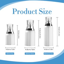 RONRONS 6 Pieces Acrylic Airless Pump Bottles, White Vacuum Cosmetic Jars Reusable Moisturize Dispenser Refillable Travel Size Container for Toiletries Cream Foundation Lotion, 1 oz/1.6 oz/2.7 oz