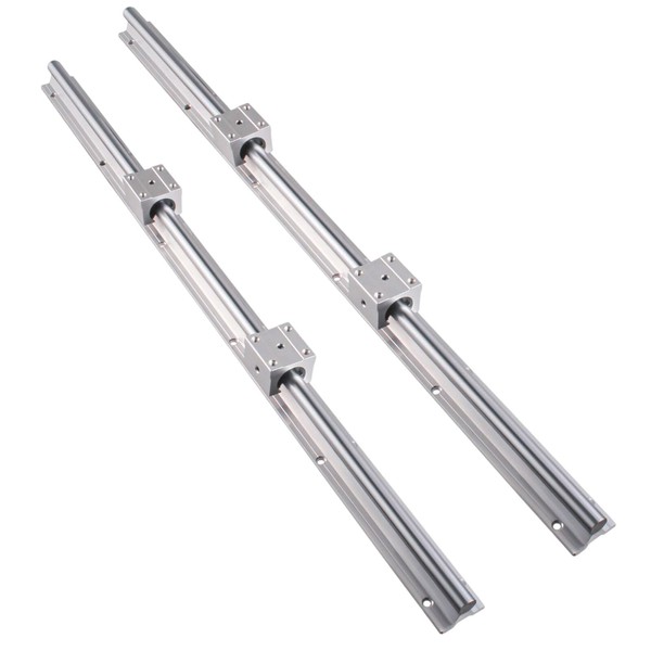 CHUANGNENG Linear Rail SBR12 600mm 2PCS Fully Supported Linear Rail Shaft Rod with 4PCS SBR12UU Blocks Bearing for Automated Machines DIY CNC Routers Lathes Mills