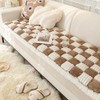 Triflice Fluffy Plaid Couch Cover for Pets Large Cream-Coloured Fuzzy