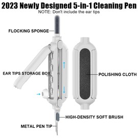 SAYAFAN 5 in 1 Cleaner Kit for AirPods 1 2 3 Pro/Pro 2, Cleaning Pen with Ear Tips Storage Box for AirPods Pro/2nd Generation, Electronic Cleaning Kit with Polishing Cloth (Excluding Ear Tips)