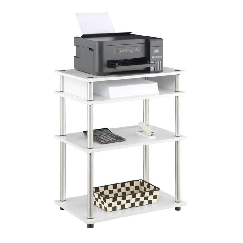 Convenience Concepts Designs2Go No Tools Printer Stand with Shelves, White