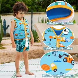 OSHYLE Children's Girls Boys Swimming Vest for Toddlers with Adjustable Safety Straps Age 1-9 (E-Vehicles, M(3-6))