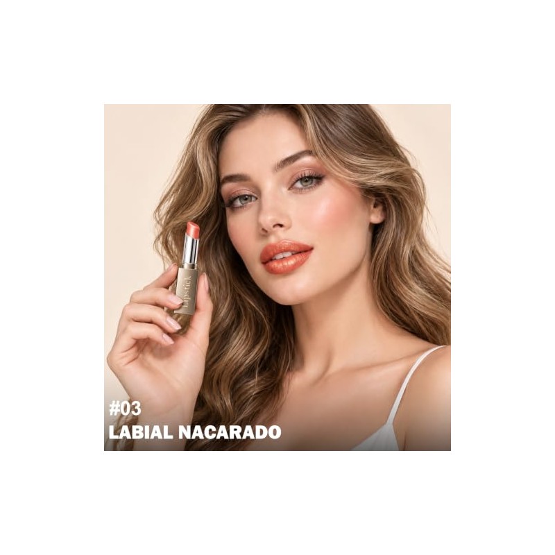 Erinde Lápiz Labial Purpurina Metálica con Mate, Tinte Labial Duradero,#03