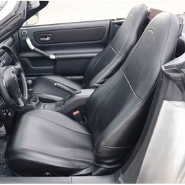 Durafit Seat Covers, Made to fit 2000-2005 MR2 Spider Convertible Bucket Seat Covers Made in Black Leatherette (Vinyl)