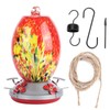 Hummingbirds Water Feeder Colorful Painting Glass Bird Feeding Tool for
