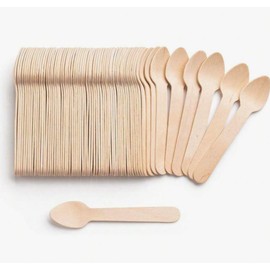 Paquete de 200 Cucharas Desechables de Madera - Medida: 9.5 cm - Ecologicas y compostables - Ideales para Postres, Pasteles, Helados, Picnic y Delivery.