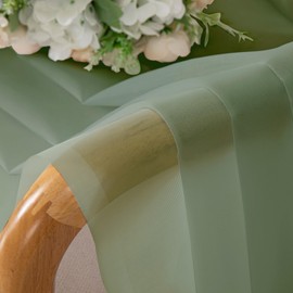 Aiyufeng - Cortinas traslúcidas de 244 cm de largo, 2 piezas, cortinas de gasa traslúcida con bolsillo para cortinero, paneles semitraslúcidos para jardín/patio/villa/salón, 102 x 244 cm, verde salvia