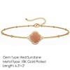 18K Gold Plated Lucky Clover Red Sunstone Crystal Adjustable Bracelet