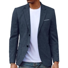 Mens Casual Sport Coats Two Button Suit Jacket with Pockets Lightweight Sport Coat Blazer Navy