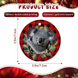 Koala Ornaments for Christmas Tree, 1Pcs Ceramic Christmas Ornaments Red, Christmas Tree Hanging Decor