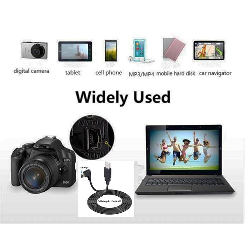 SHANFEILU 90 Degree Mini USB Cable Angle Mini 5pin USB