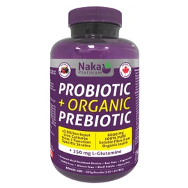 Naka Platinum Probiotic + Organic Prebiotic 45 Billion Input Live Cultures from 7 function specific strains , 250 mg L-Glutamine, 600 mg 100% Pure Soluble Fibre from Organic Inulin, Bonus Size 300 mg Powder (250+50 Free)