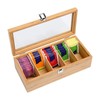 CMOISO Tea Box Bamboo, Tea Storage Box, 5-Compartment Multifunctional Wooden