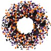 Boxwood Halloween Wreaths ，20 Inch Black Purple Orange with Bats