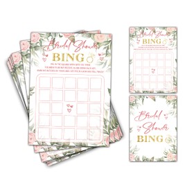 Bridal Shower Games - Bridal Shower Bingo Wedding Party Game - Boho Floral Greenery Bachelorette/Engagement Party Supplies Activities - Pack of 30 Game Cards (A15)