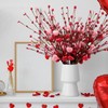 larber 8PCS Heart Shaped Berry Picks,17inch Artificial Valentines Day Flowers