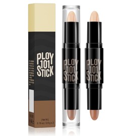 2-in-1 Highlight Contour Stick: Makeup Shading and Concealer Shadow Pen for Face and Body - Double Head Brightens and Shades - Natural Brown Tones - Makeup Tool