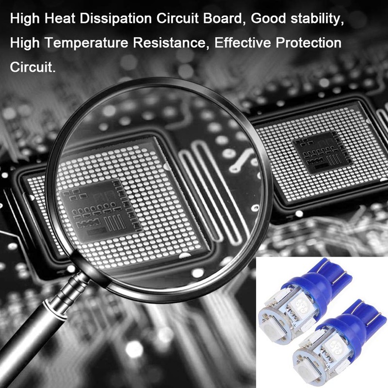 cciyu 10 Pack Blue T10 5-5050-SMD PC194 LED Bulb Instrument