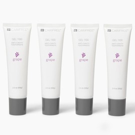 CariFree Gel 1100, Grape Flavored, Anti-Cavity Fluoride Toothpaste with Nano Hydroxyapatite for pH Neutralization, Enamel Protection, Dentist Recommended, Made in USA 2.4 Ounce (Pack of 4)